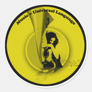 Adesivo Música Universal Language Amarelo