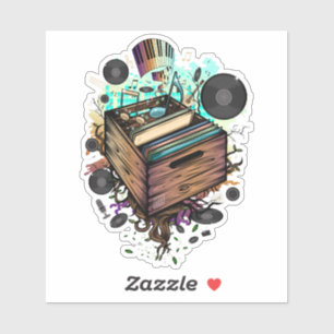 Adesivo Música Vinyl Crate