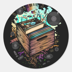 Adesivo Música Vinyl Crate