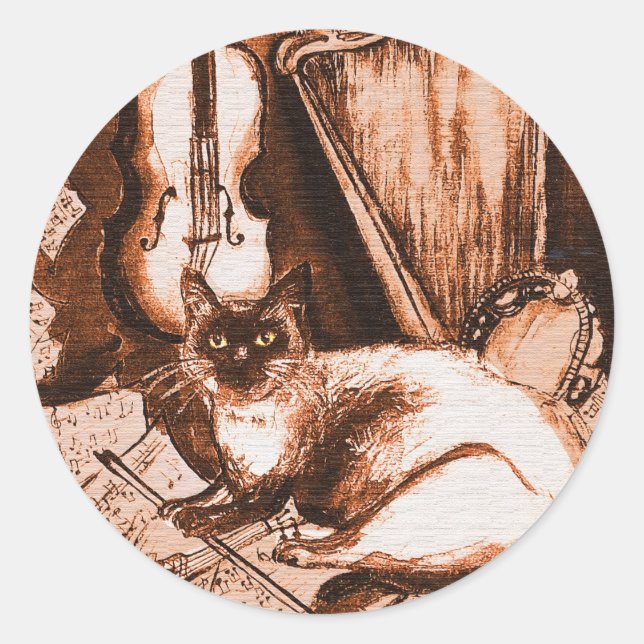Adesivo MUSICAL CAT, Brown e White (Frente)