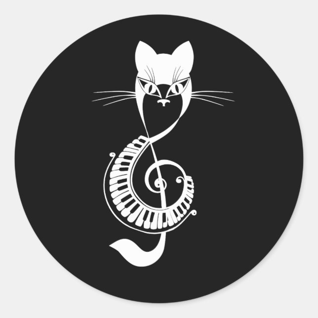 Adesivo Musical Note Black Cat amantes Musical (Frente)