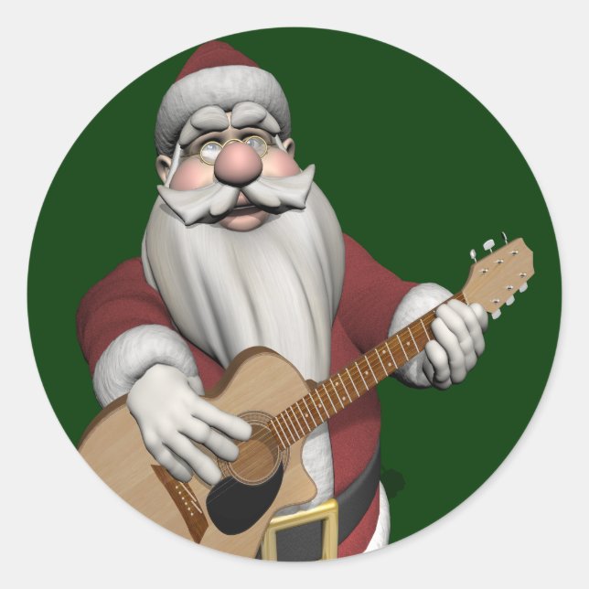 Adesivo Musical Santa Claus Tocando Canções De Natal (Frente)