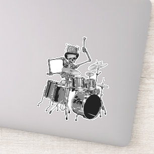 Adesivo Músico Baterista Esqueleto Engraçado