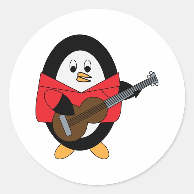Adesivo Músico de Cute do Pinguim-Violão (Frente)