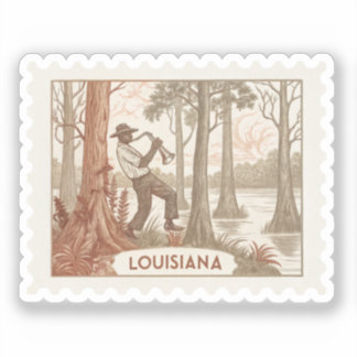 Adesivo Músico de Jazz Vintage da Louisiana Selo do Pântan