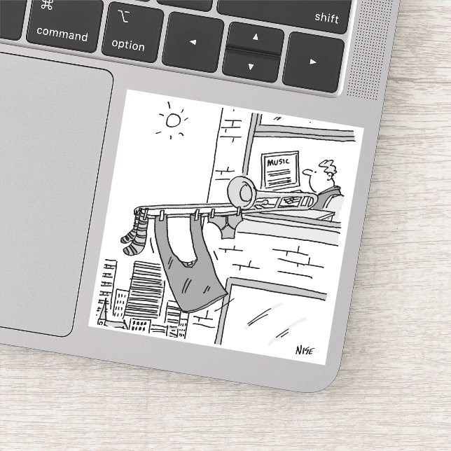 Adesivo Músico do jogador de trombone engraçado (Detalhe)