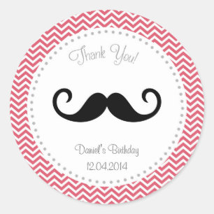 Adesivo Mustache Birthday Sticker Chevron
