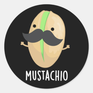Adesivo Mustachio Funny Pistachio Mustache Pun Dark BG