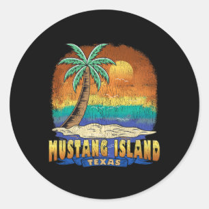 Adesivo Mustang Island Texas Vintage angustiou Souvenir