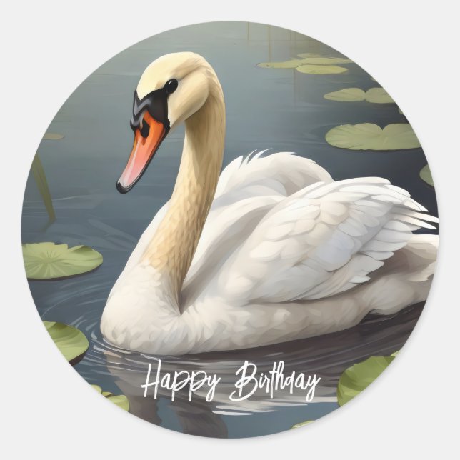Adesivo Mute Swan em água (Frente)