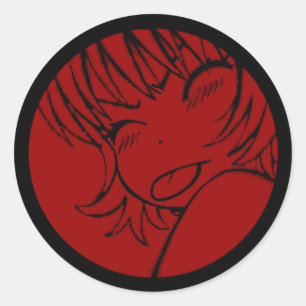 Adesivo muuhh - anime bonito - vermelho do >_< do kawaii