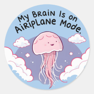 Adesivo My Brain Airplane Mode Funny Jellyfish Brain Fog