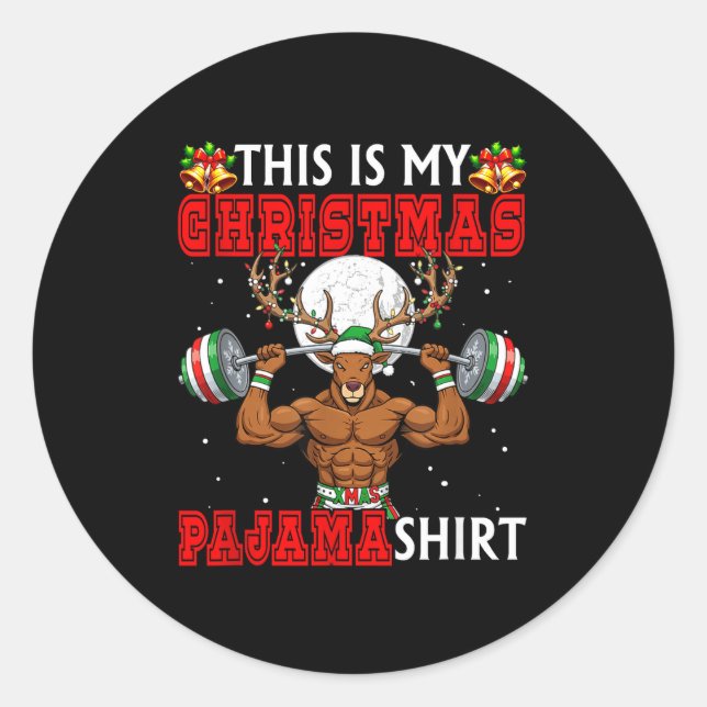 Adesivo My Christmas Pajama Shirt Reindeer Muscle Weightli (Frente)