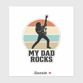 Adesivo My Dad Rocks Vintage Guitar Sunset Shirt Design_1