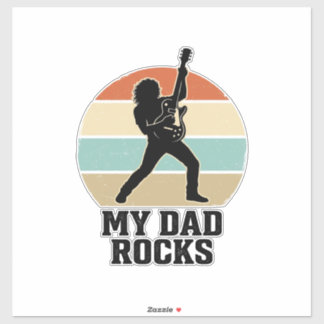 Adesivo My Dad Rocks Vintage Guitar Sunset Shirt Design_1