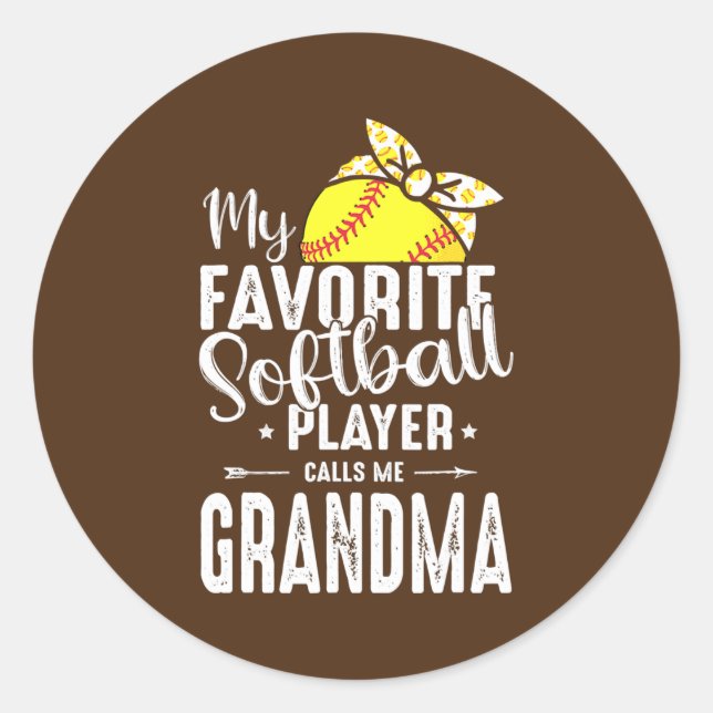 Adesivo My Favorite Softball Player Calls Me Grandma  (Frente)