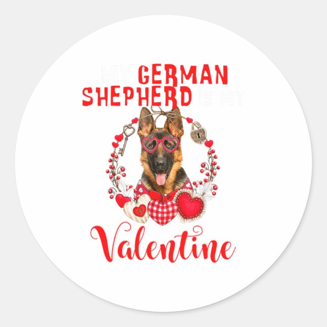 Adesivo My German Shepherd Is My Valentine Funny Dog Lover (Frente)