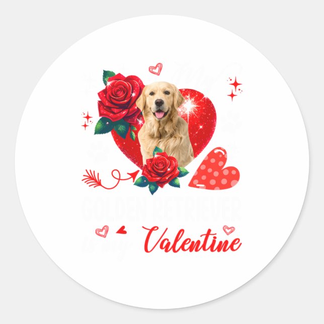 Adesivo My Golden Retriever Is My Valentine Owner Floral H (Frente)