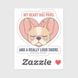 Adesivo My Heart Has Paws French Bulldog Snore Design