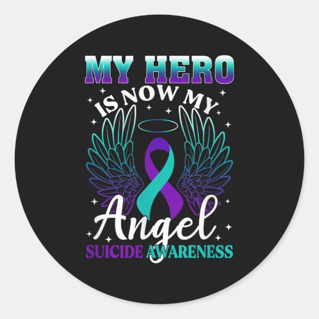 Adesivo My Hero Is Now My Angel Suicide Purple Turquoise S (Frente)