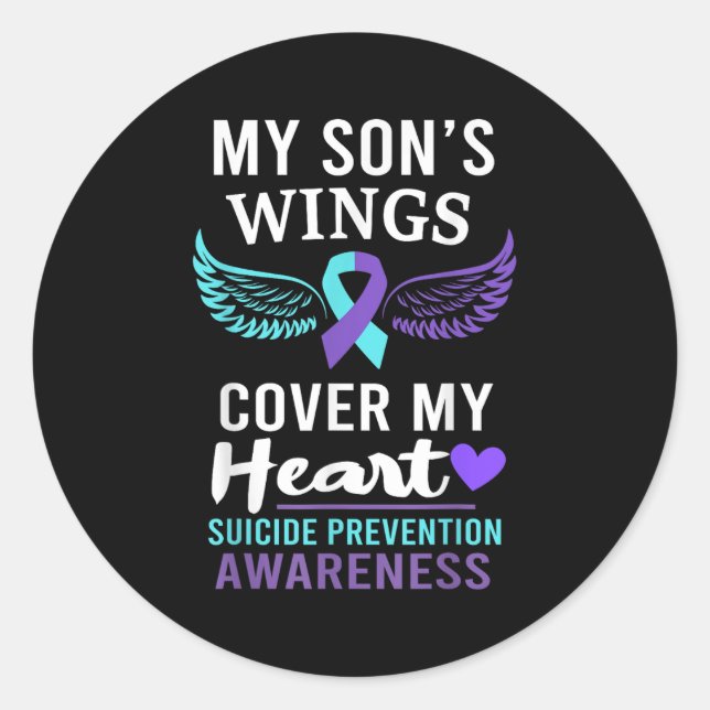 Adesivo My Son's Wings Cover Heart Suicide Awareness Ribbo (Frente)