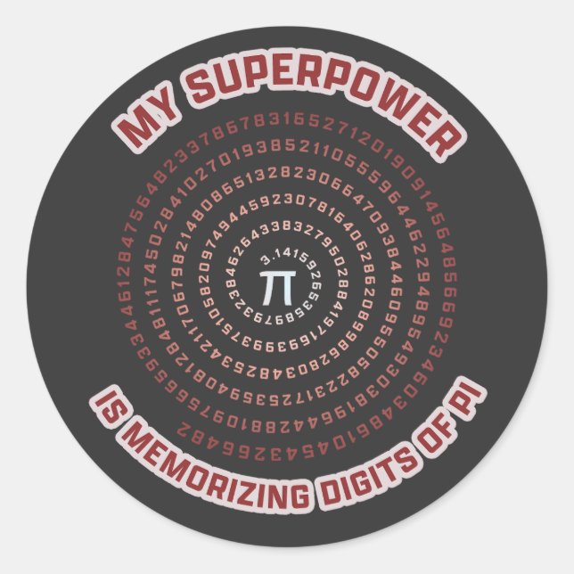 Adesivo My Superpower is Memorizing Pi Digits (Frente)
