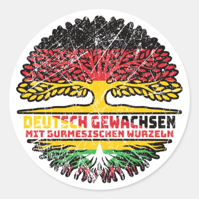 Adesivo Myanmar Birma Myanmar Deutsch Deutschland Baum (Frente)
