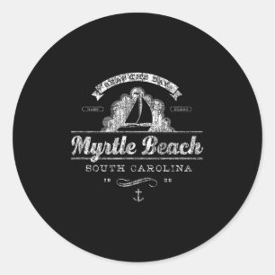 Adesivo Myrtle Beach Sc Sailboat Vintage Tee Náutica
