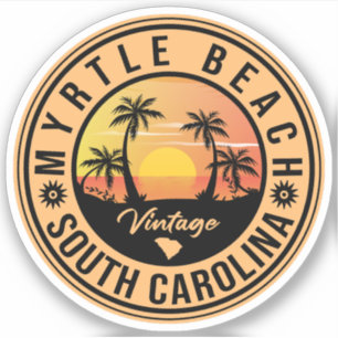Adesivo Myrtle Beach South Carolina Retro Sunset Souvenir
