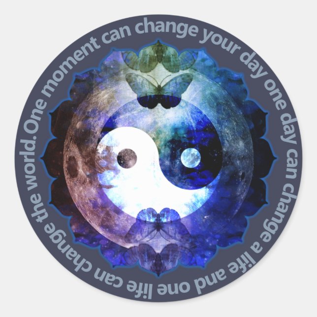 Adesivo Mystical Yin Yang, citação espiritual e inspirador (Frente)