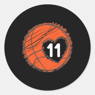 Adesivo Nº 11 no Coração - Cute Gr do Jogador de Basquete