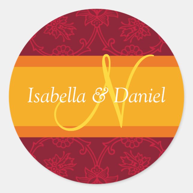 Adesivo N Monogramas Para Selos De Convite Para Casamento (Frente)