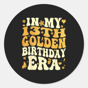 Adesivo Na Era do Meu 13º Aniversário de Ouro Menina Mulhe