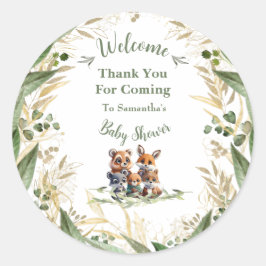 Adesivo Na floresta: Chá de fraldas Obrigado