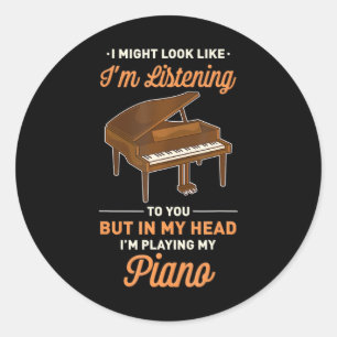 Adesivo Na minha cabeça estou tocando meu Piano Engraçado