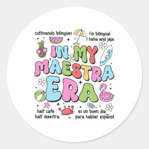 Adesivo Na Minha Era de Maestra Professora Bilíngue Espanh