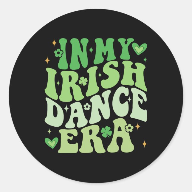 Adesivo Na Minha Era Irlandesa Da Dança Groovy Shamrock Da (Frente)