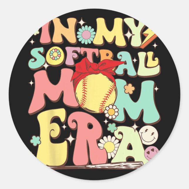 Adesivo Na Minha Mãe de Softball Era Um Beisebol Engraçado (Frente)