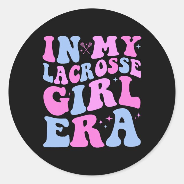 Adesivo Na Minha Rapariga De Lacrosse, O Groovy Retro Engr (Frente)
