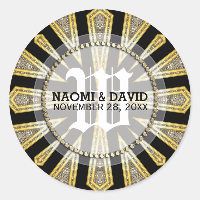 Adesivo Na moda Art Deco Dourado Monograma Vinheta Caseira (Frente)