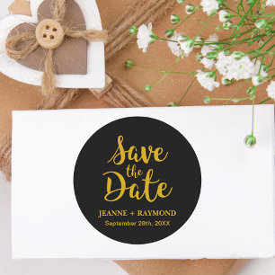 Adesivo Na moda Black Gold Foil Casamento Salve a Data