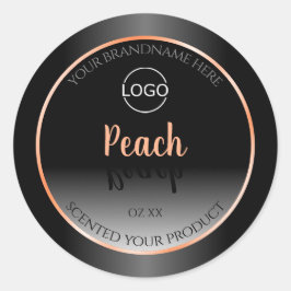 Adesivo Na moda Black White Product Label Peach Frame Logo