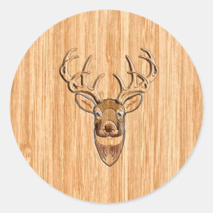 Adesivo Na moda Branca - Buck Antlers De Madeira Clara