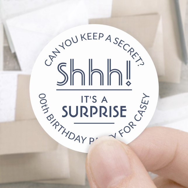 Adesivo Na moda branco e Marinho Festa de aniversário surp (Criador carregado)