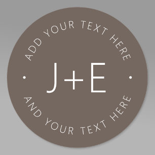 Adesivo Na moda Brown DIY Casais Monograma e texto editáv