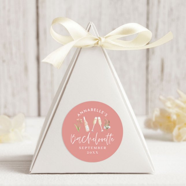 Adesivo Na moda de campanhe floral cor-de-rosa (Criador carregado)