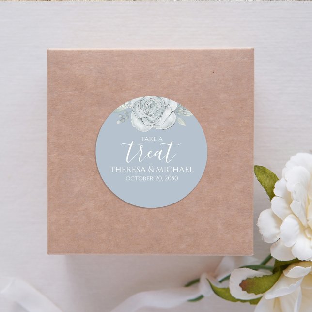 Adesivo Na moda Dusty Blue Floral Tome Uma Caligrafia (Criador carregado)