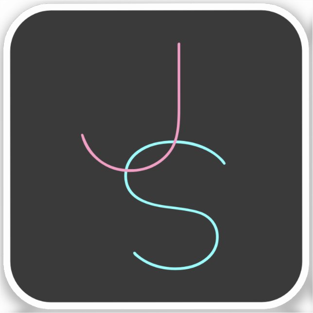 Adesivo Na moda Editável Qualquer Duas Iniciais Modernas (Frente)