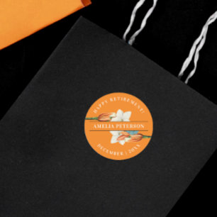 Adesivo Na moda Elegante Laranja Branco Lily Retro Floral