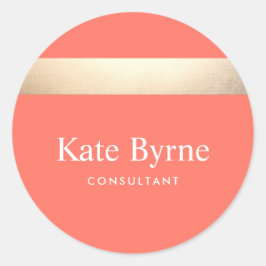 Adesivo Na moda Faux Gold Foil Stripe Coral Moderno Laranj